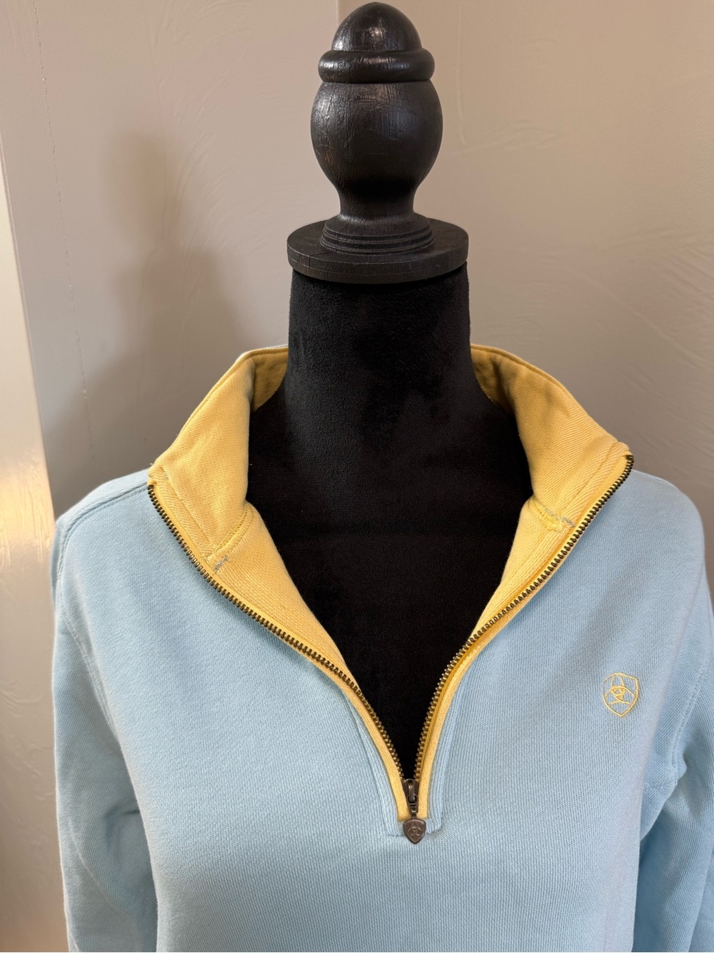 Ariat Pullover Western Baby Blue Barrel Racing 1/4 Zip Rodeo Sweatshirt Lg - Picture 3 of 9